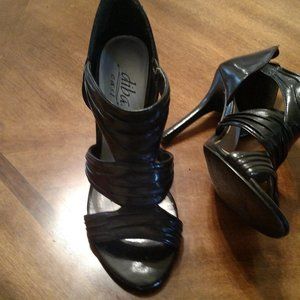 Black leather 4" heels